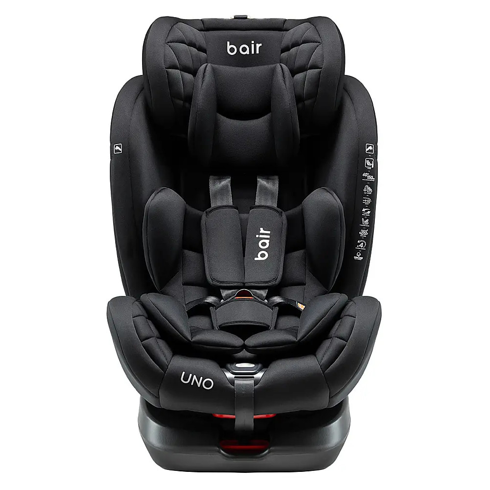 Bair Uno 360 i-Size - автокресло для детей (с рождения до 12 лет / 40 - 150 см), поворотное (360°), крепление ISOFIX • TB-01 Total Black