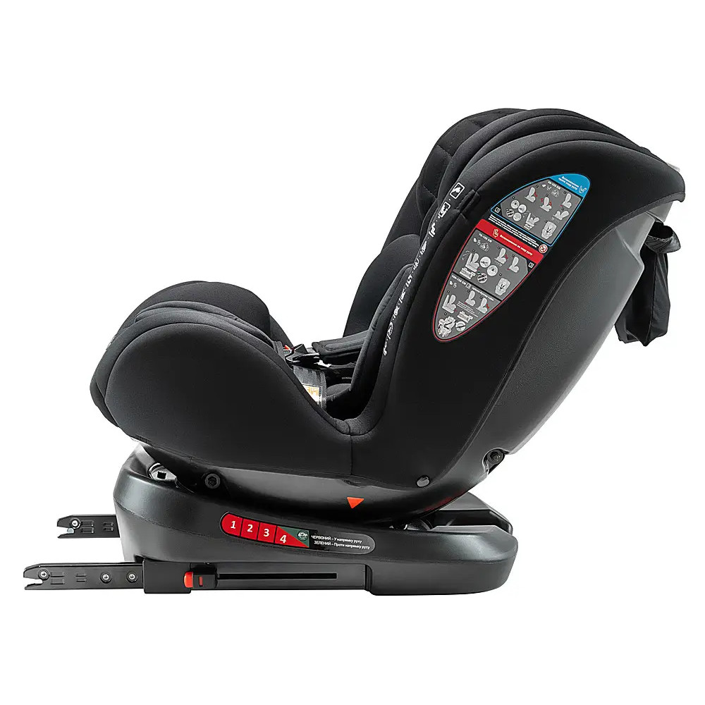 Bair Uno 360 i-Size - автокресло для детей (с рождения до 12 лет / 40 - 150 см), поворотное (360°), крепление ISOFIX • TB-01 Total Black