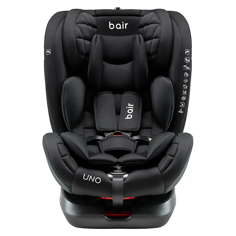 Bair Uno 360 i-Size - автокресло для детей (с рождения до 12 лет / 40 - 150 см), поворотное (360°), крепление ISOFIX • TB-01 Total Black