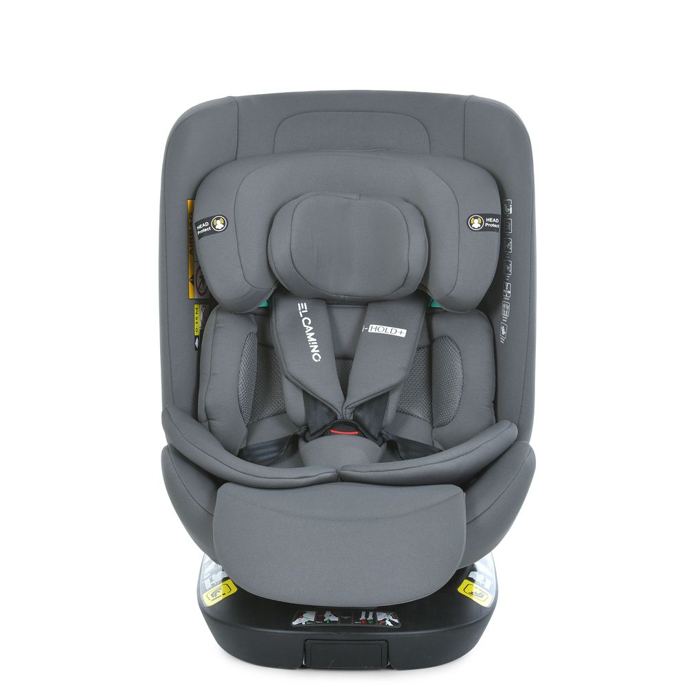 El Camino i-Hold Plus ME 1189 - автокрісло для дітей (від народження до 12 років / 40 - 150 см), поворотне (360°), м'яка оббивка з дихаючих матеріалів, кріплення ISOFIX з упором у підлогу • Shadow Grey
