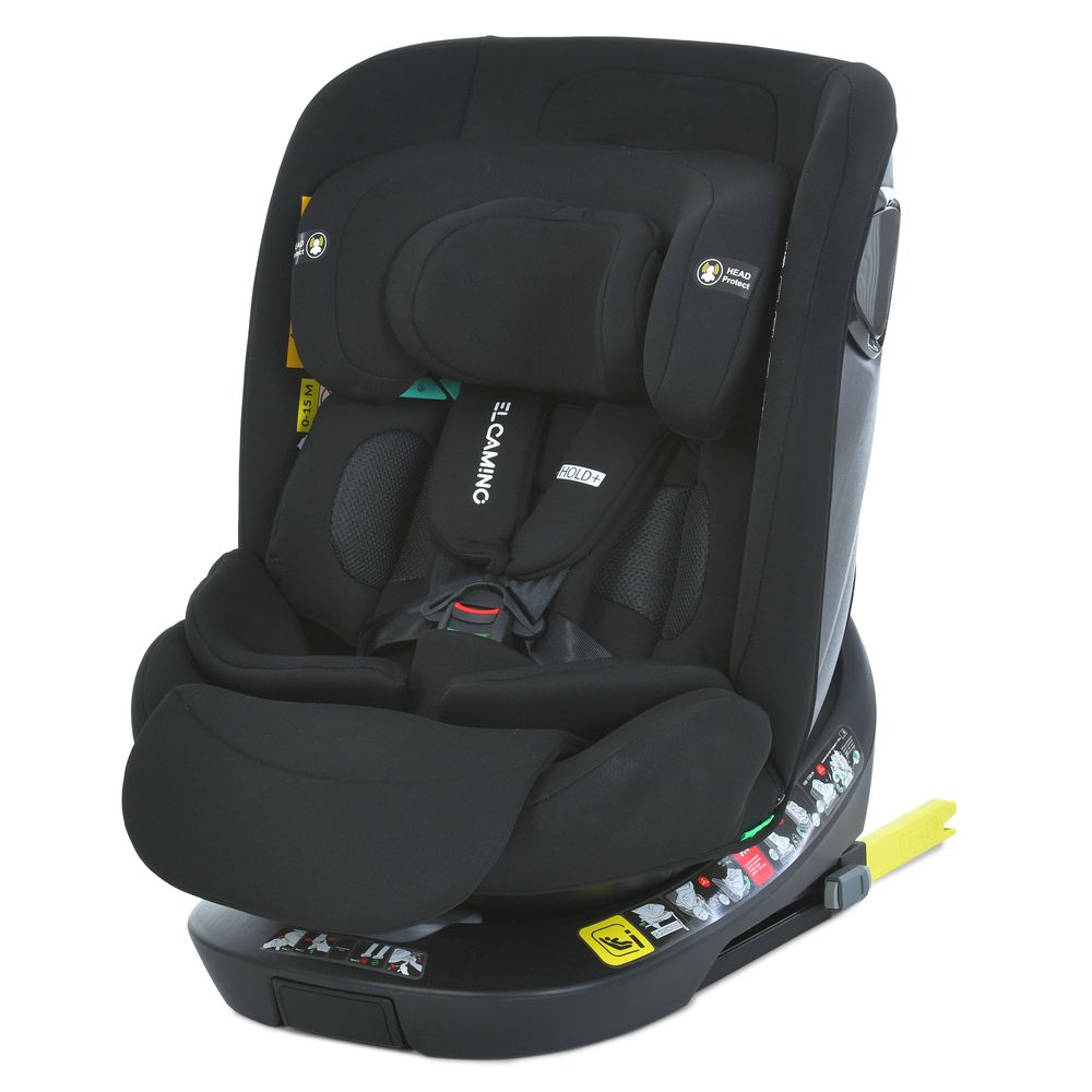 El Camino i-Hold Plus ME 1189 - автокрісло для дітей (від народження до 12 років / 40 - 150 см), поворотне (360°), м'яка оббивка з дихаючих матеріалів, кріплення ISOFIX з упором у підлогу • Black