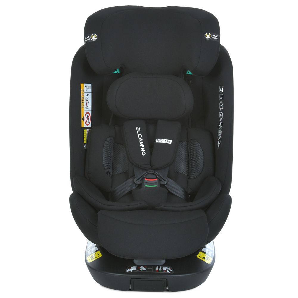 El Camino i-Hold Plus ME 1189 - автокрісло для дітей (від народження до 12 років / 40 - 150 см), поворотне (360°), м'яка оббивка з дихаючих матеріалів, кріплення ISOFIX з упором у підлогу • Black