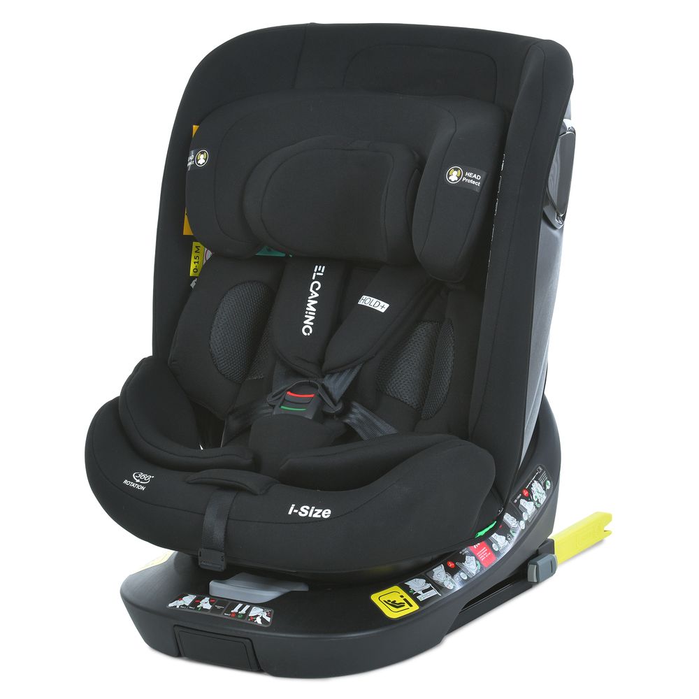 El Camino i-Hold Plus ME 1189 - автокрісло для дітей (від народження до 12 років / 40 - 150 см), поворотне (360°), м'яка оббивка з дихаючих матеріалів, кріплення ISOFIX з упором у підлогу • Black