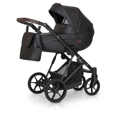 Verdi Aston - многофункциональная коляска 3 в 1, большие гелевые колеса, компактное сложение, гипоаллергенная ткань, автокресло для новорожденного (0 - 12 месяцев) • Black