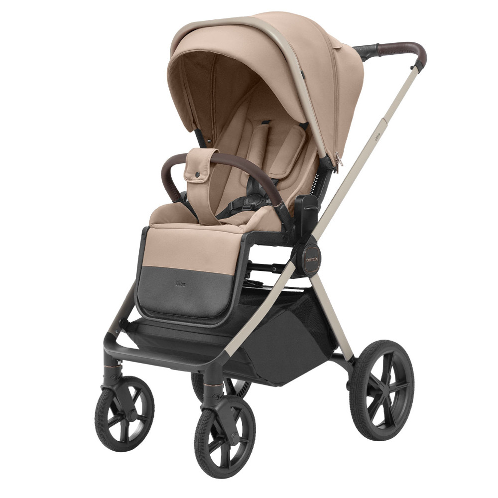 Carrello Ultra CRL-6527 - легкая детская коляска 2в1, термолюлька, телескопическая ручка, регулируемые по высоте люлька и сиденье • Floral Beige