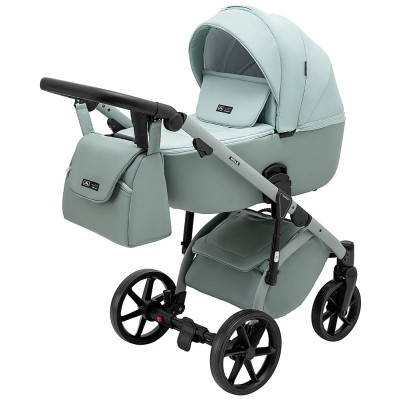 Adamex Nola Natura - детская коляска 2 в 1, многофункциональная коляска для новорожденных, улучшенная вентиляция • Mint (8)