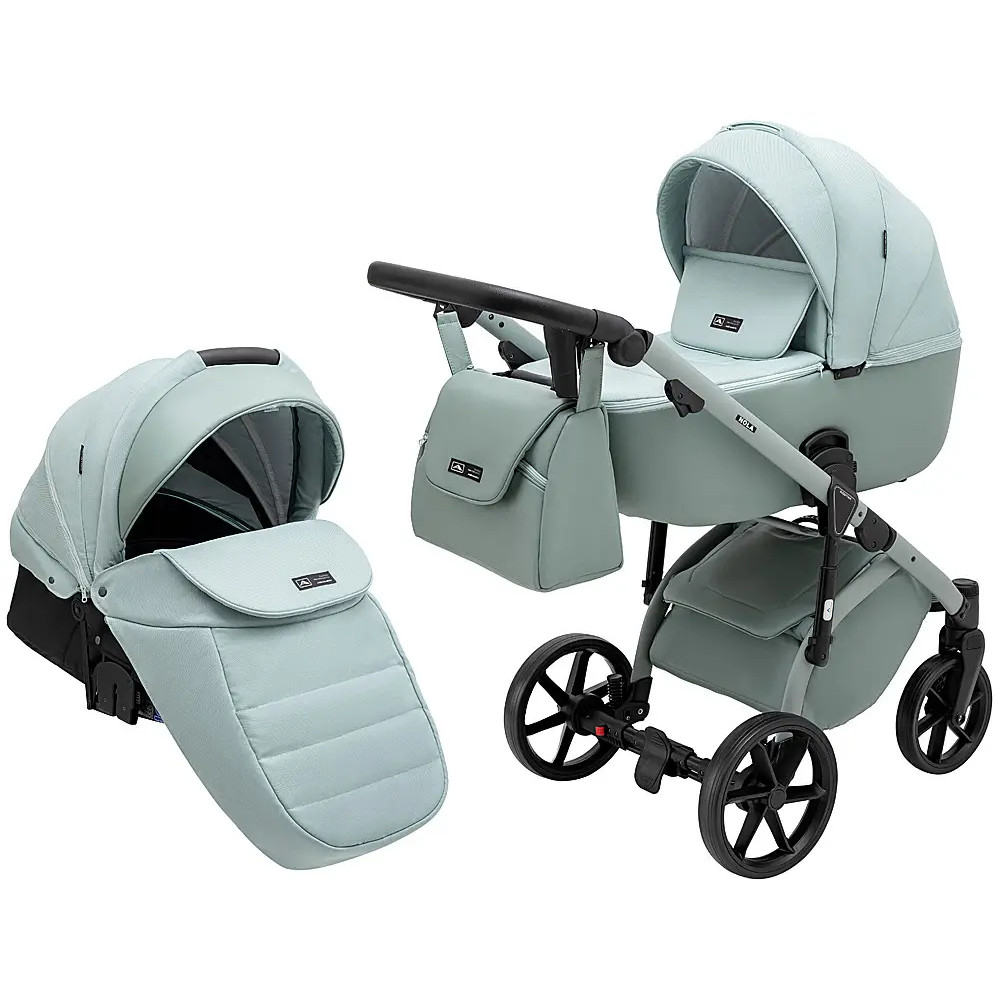 Adamex Nola Natura - дитяча коляска 2 в 1, багатофункціональний візочок для новонароджених, покращена вентиляція • Mint (8)