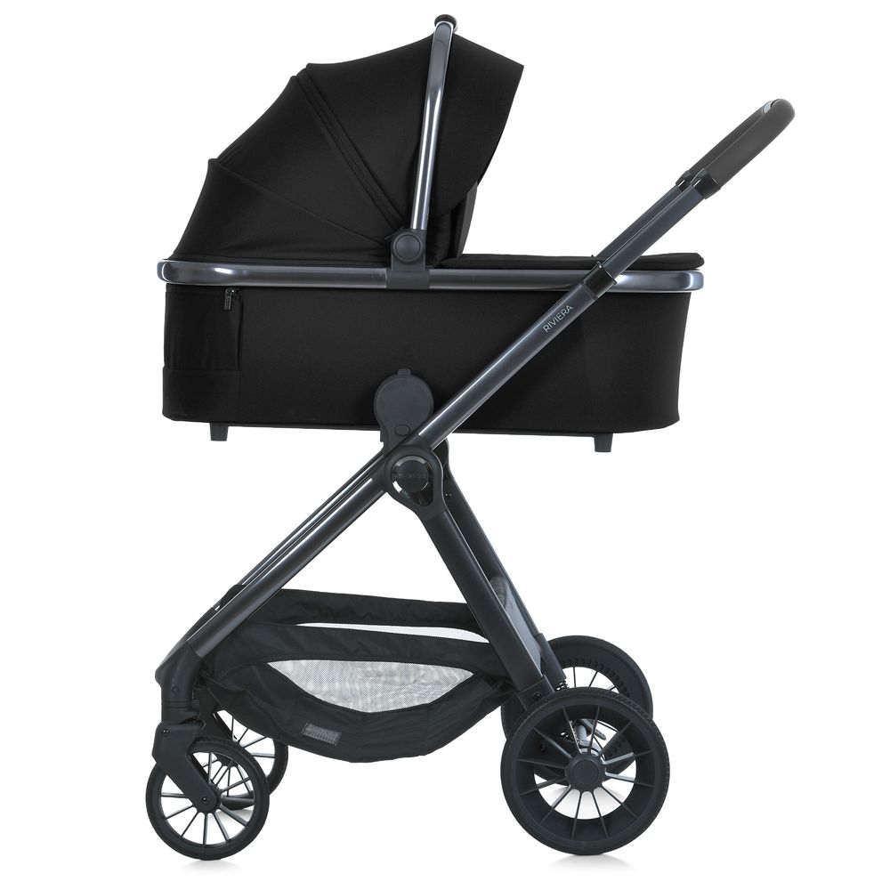 El Camino Riviera ME 1183 - детская коляска 2в1, универсальная, 2 уровня высоты люльки и прогулочного блока, люлька с двойной вентиляцией • Jet Black