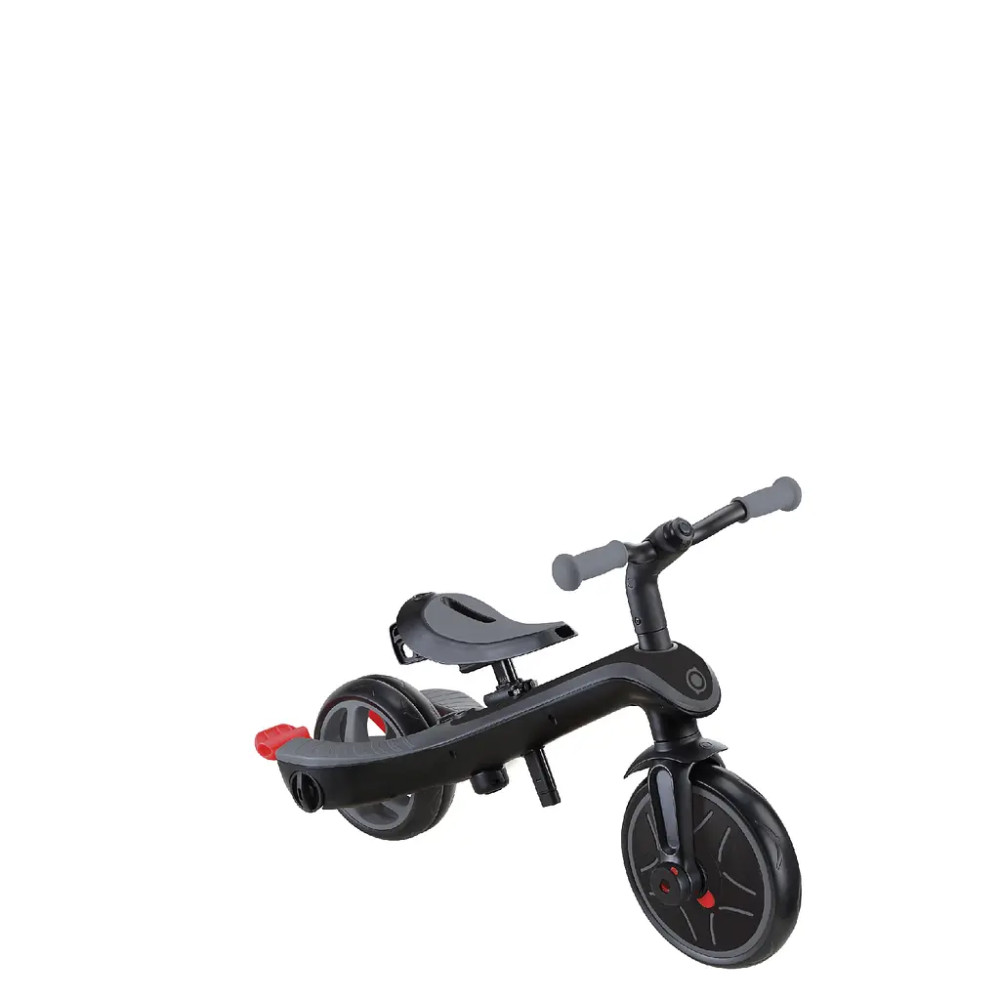 Globber Explorer Trike 4в1 Deluxe Play - дитячий велосипед-трансформер з батькіською ручкою, біговел, з сумкою для речей та тримачем для пляшечки • Grey