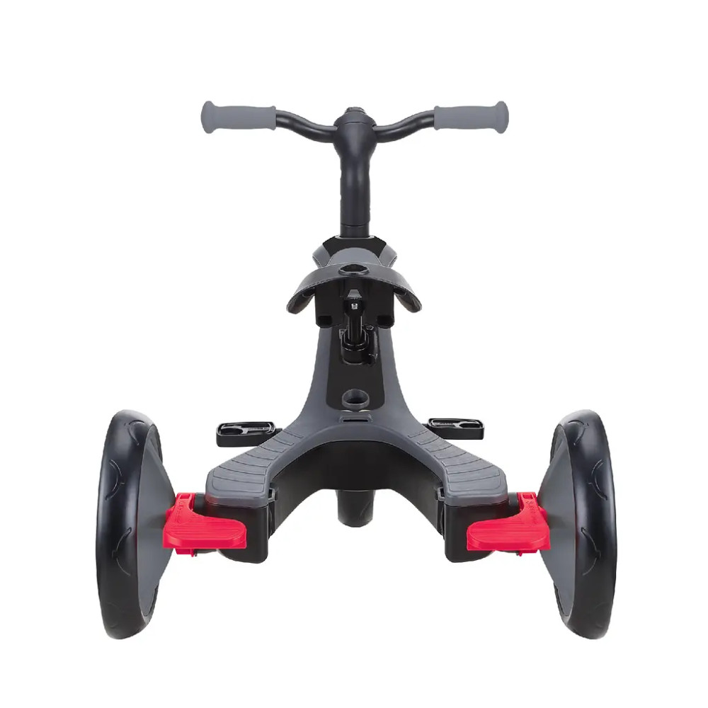 Globber Explorer Trike 4в1 Deluxe Play - дитячий велосипед-трансформер з батькіською ручкою, біговел, з сумкою для речей та тримачем для пляшечки • Grey