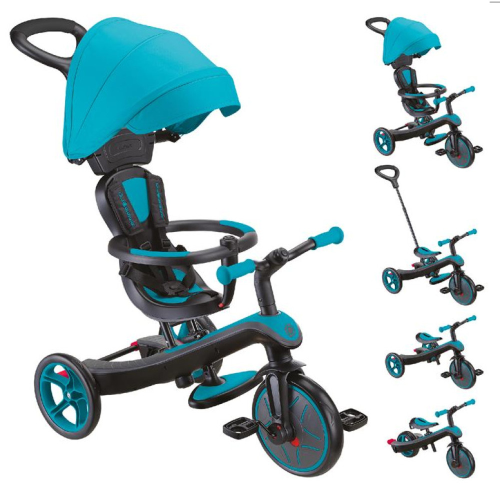 Globber Explorer Trike 4в1 - дитячий велосипед-трансформер з батькіською ручкою, біговел • Turquoise Globber Explorer Trike 4в1 - дитячий велосипед-трансформер з батькіською ручкою, біговел • Turquoise