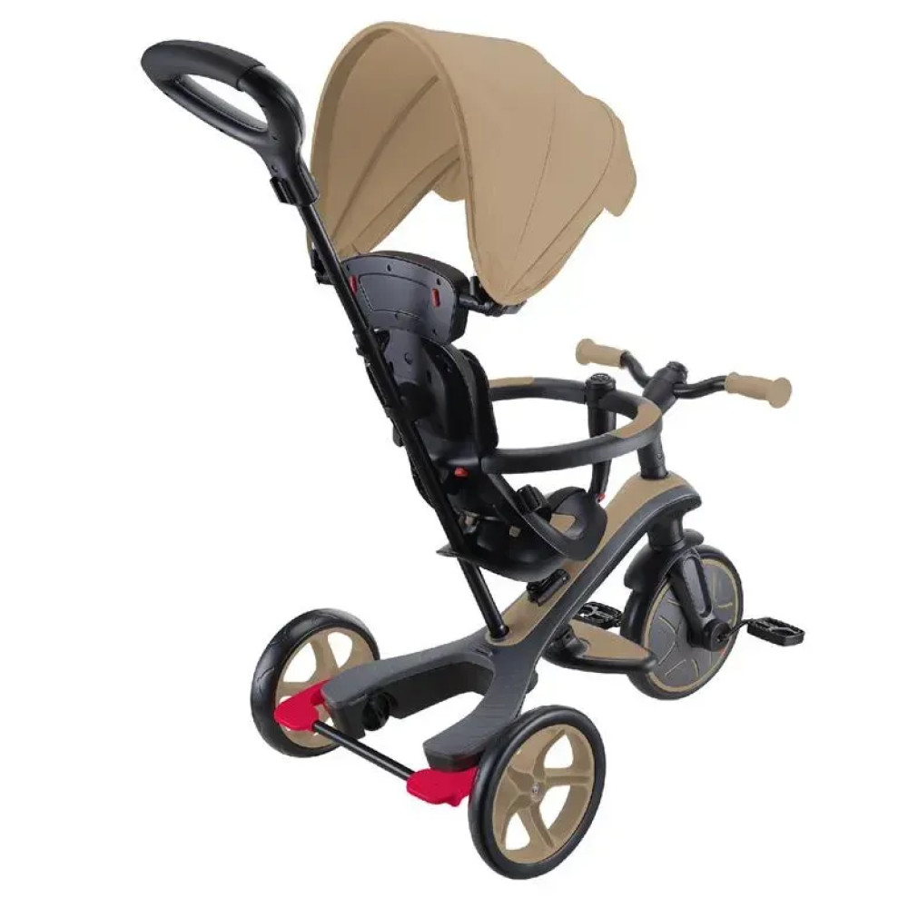 Globber Explorer Trike 4в1 - дитячий велосипед-трансформер з батькіською ручкою, біговел • Sand Beige