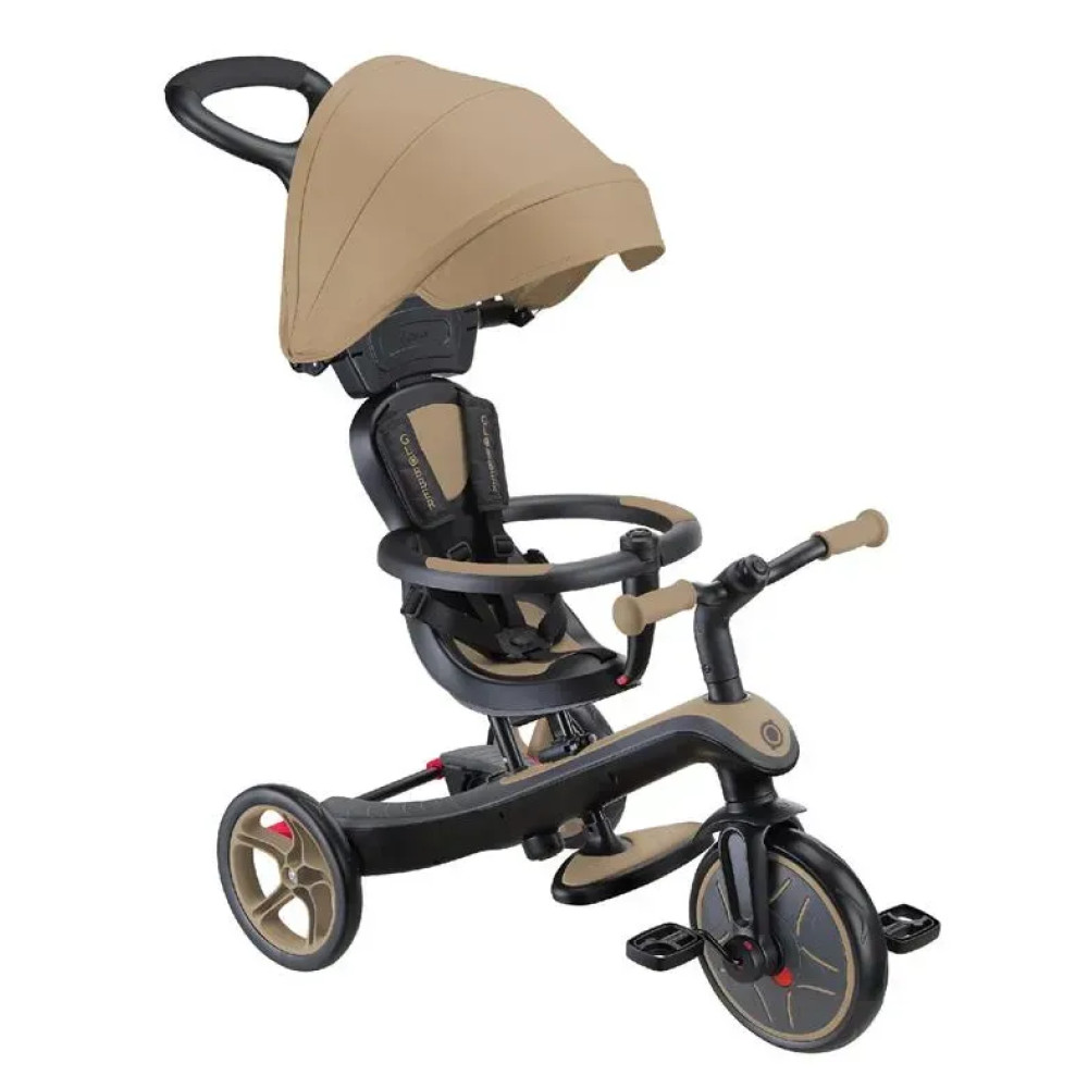 Globber Explorer Trike 4в1 - дитячий велосипед-трансформер з батькіською ручкою, біговел • Sand Beige