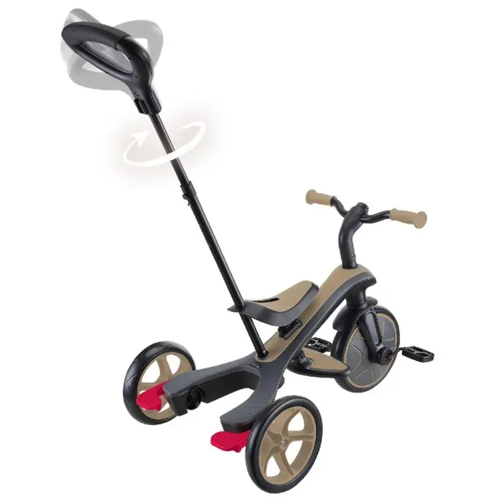 Globber Explorer Trike 4в1 - дитячий велосипед-трансформер з батькіською ручкою, біговел • Sand Beige