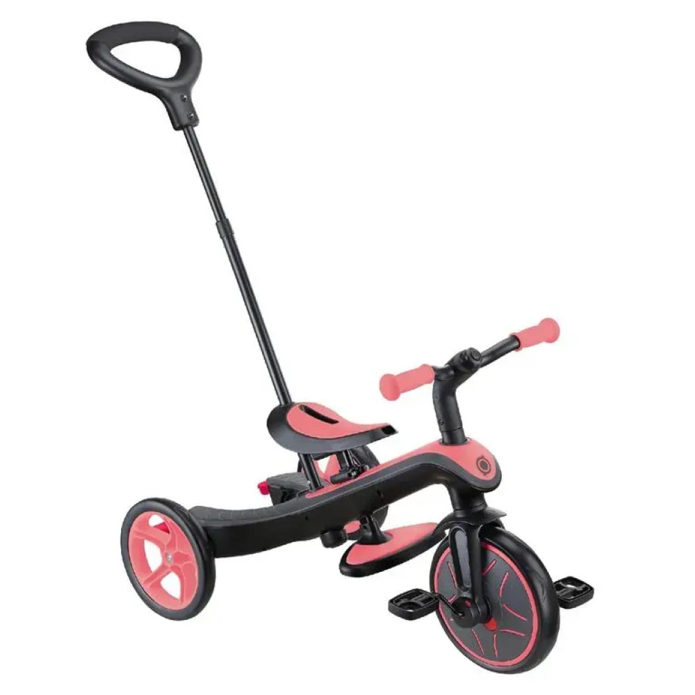 Globber Explorer Trike 4в1 - детский велосипед-трансформер с родительской ручкой, беговел • Pink