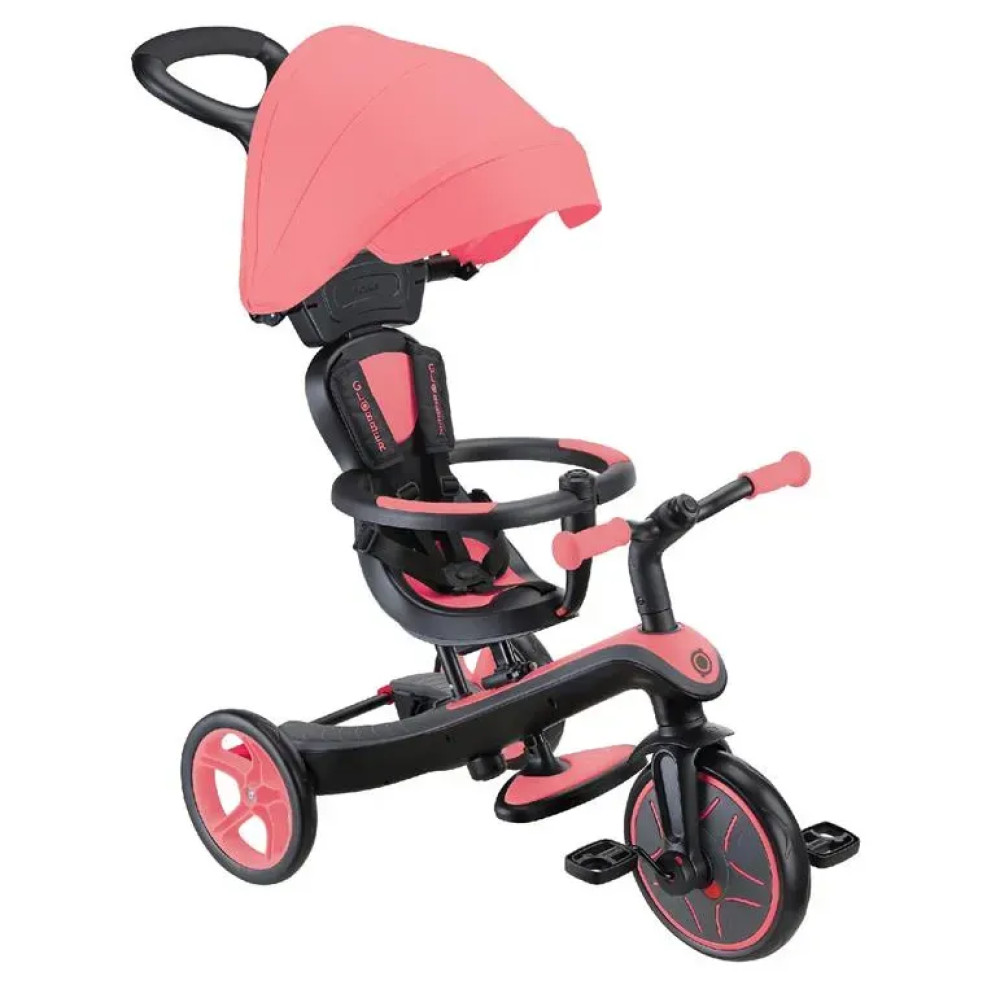 Globber Explorer Trike 4в1 - детский велосипед-трансформер с родительской ручкой, беговел • Pink