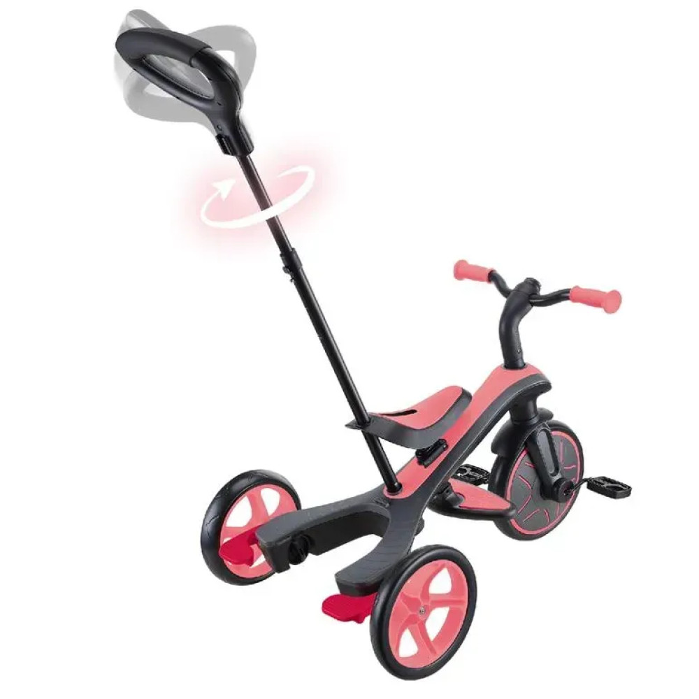 Globber Explorer Trike 4в1 - детский велосипед-трансформер с родительской ручкой, беговел • Pink