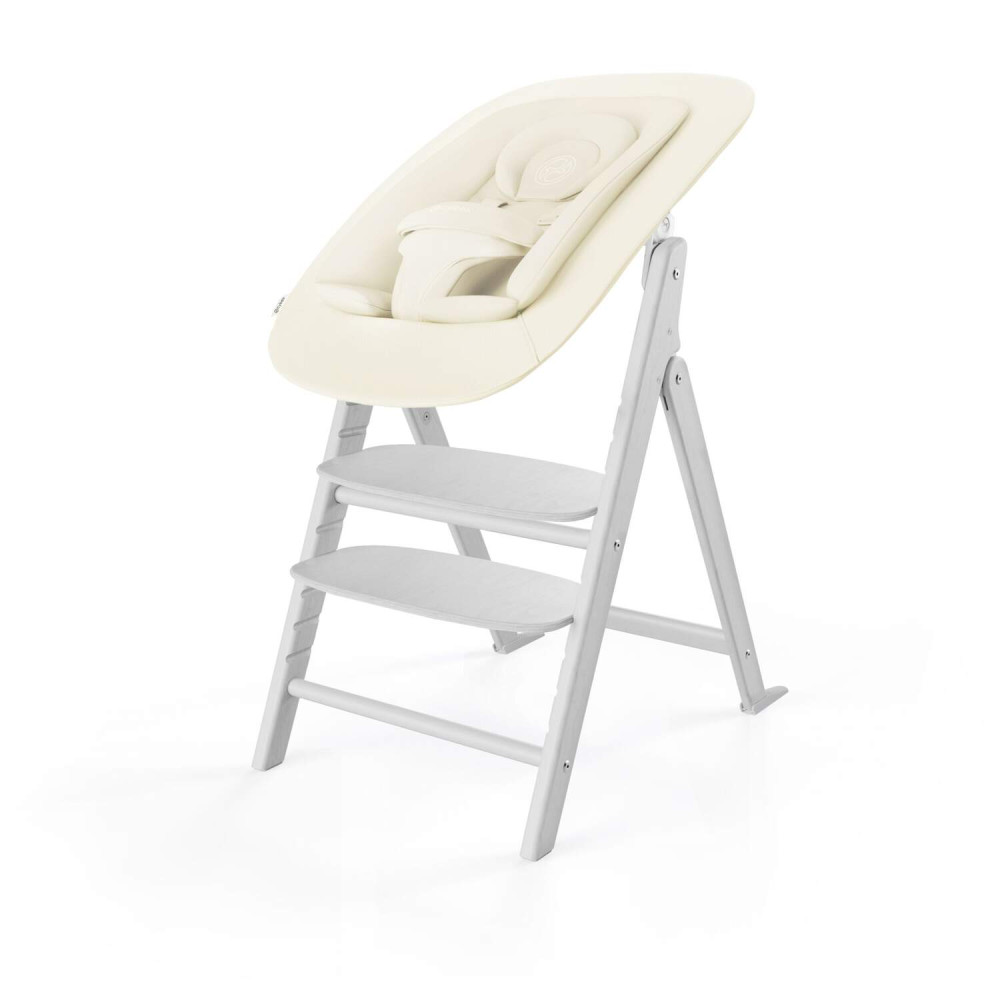 Cybex Click&Fold - детский стульчик 4в1: шезлонг–баунсер для новорожденного, стульчик для кормления, детский стул и адаптеры (0-99 лет /0-120 кг) • All White