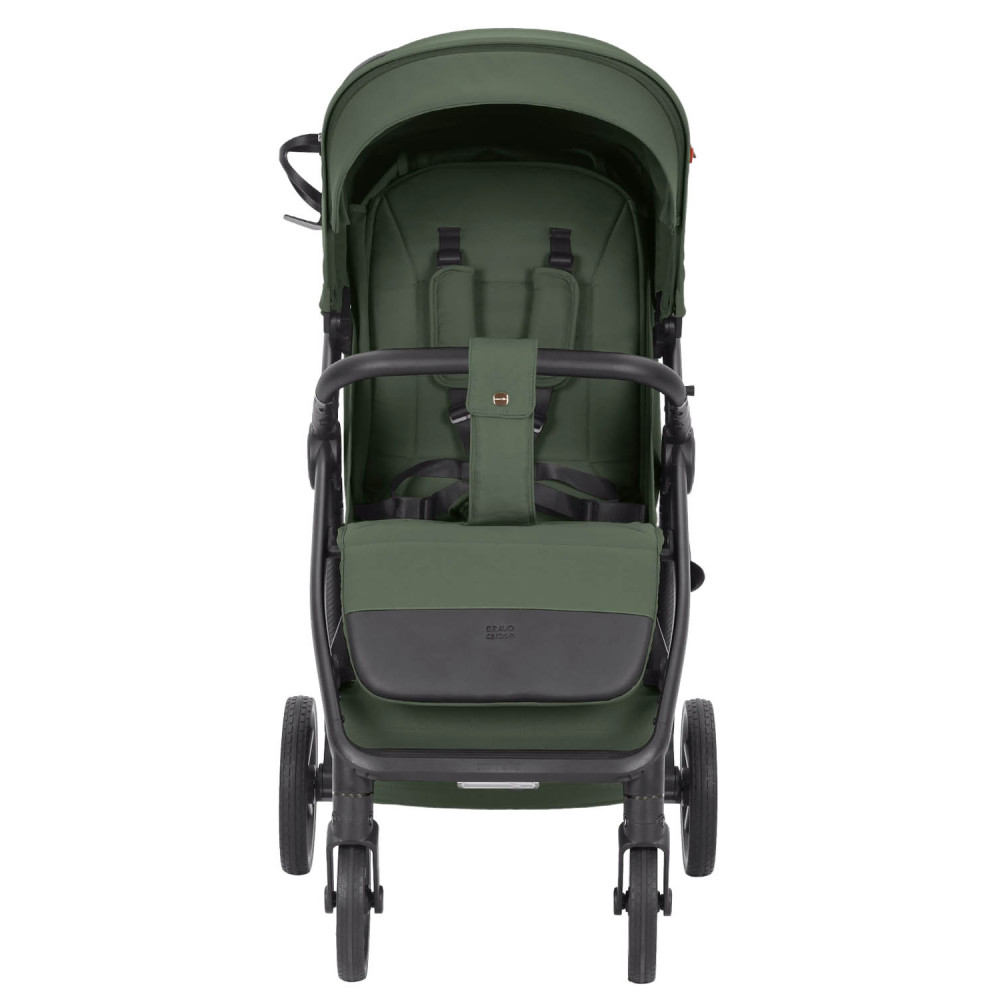 Carrello Bravo Carbon 2026 CRL-5530 - всесезонная прогулочная коляска с подсветкой (телескопическая ручка, магнитный замок ремней) • Tropic Green
