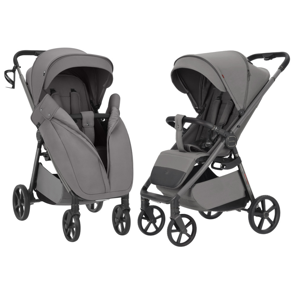 Carrello Bravo Carbon CRL-5530 Special - прогулянкова коляска для бездоріжжя, всесезонний візок з підсвіткою (телескопічна ручка, ремень безпеки з магнітним замком) • Extreme Grey
