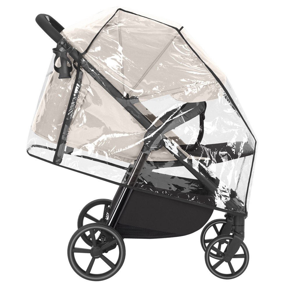 Carrello Bravo Lite CRL-5529 - прогулянкова коляска з підсвіткою, всесезонний візок, телескопічне регулювання ручки, великі колеса, захист від сповзання, зручно складається • Marble Beige