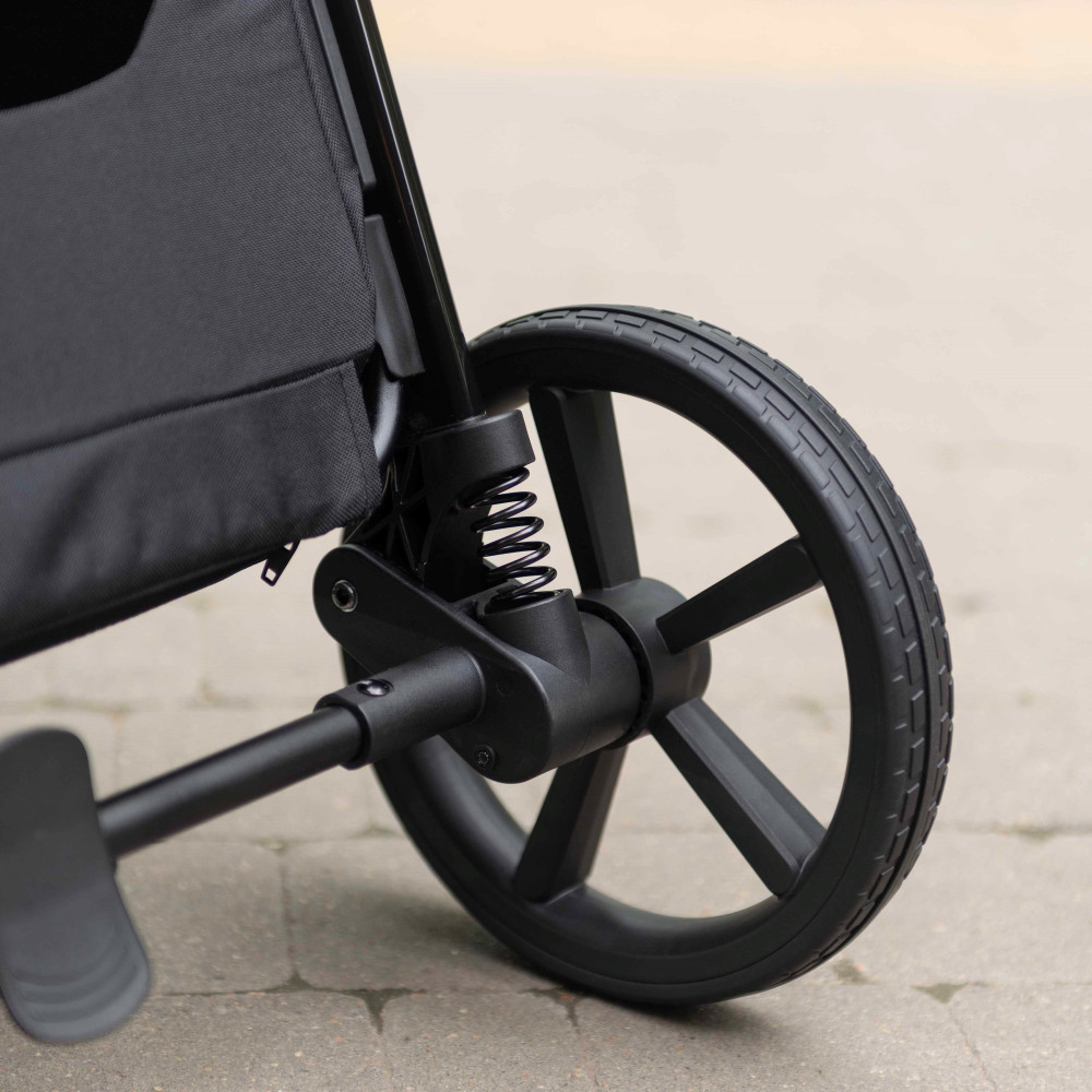 Carrello Bravo Lite CRL-5529 - прогулянкова коляска з підсвіткою, всесезонний візок, телескопічне регулювання ручки, великі колеса, захист від сповзання, зручно складається • Marble Beige
