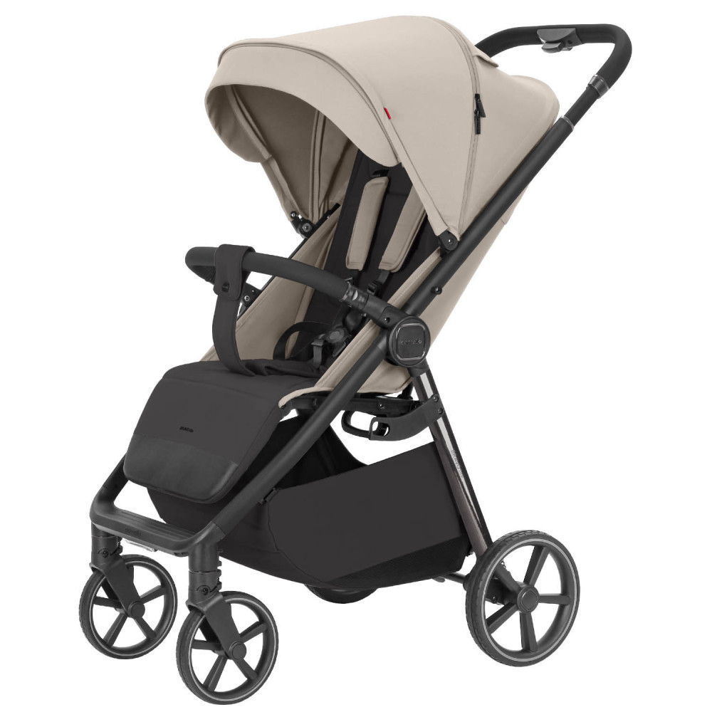 Carrello Bravo Lite CRL-5529 - прогулянкова коляска з підсвіткою, всесезонний візок, телескопічне регулювання ручки, великі колеса, захист від сповзання, зручно складається • Marble Beige