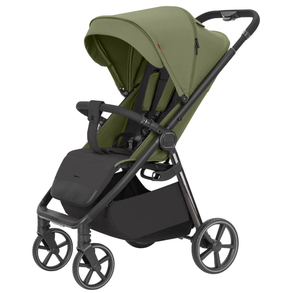 Carrello Bravo Lite CRL-5529 - прогулянкова коляска з підсвіткою, всесезонний візок, телескопічне регулювання ручки, великі колеса, захист від сповзання, зручно складається • Bamboo Green