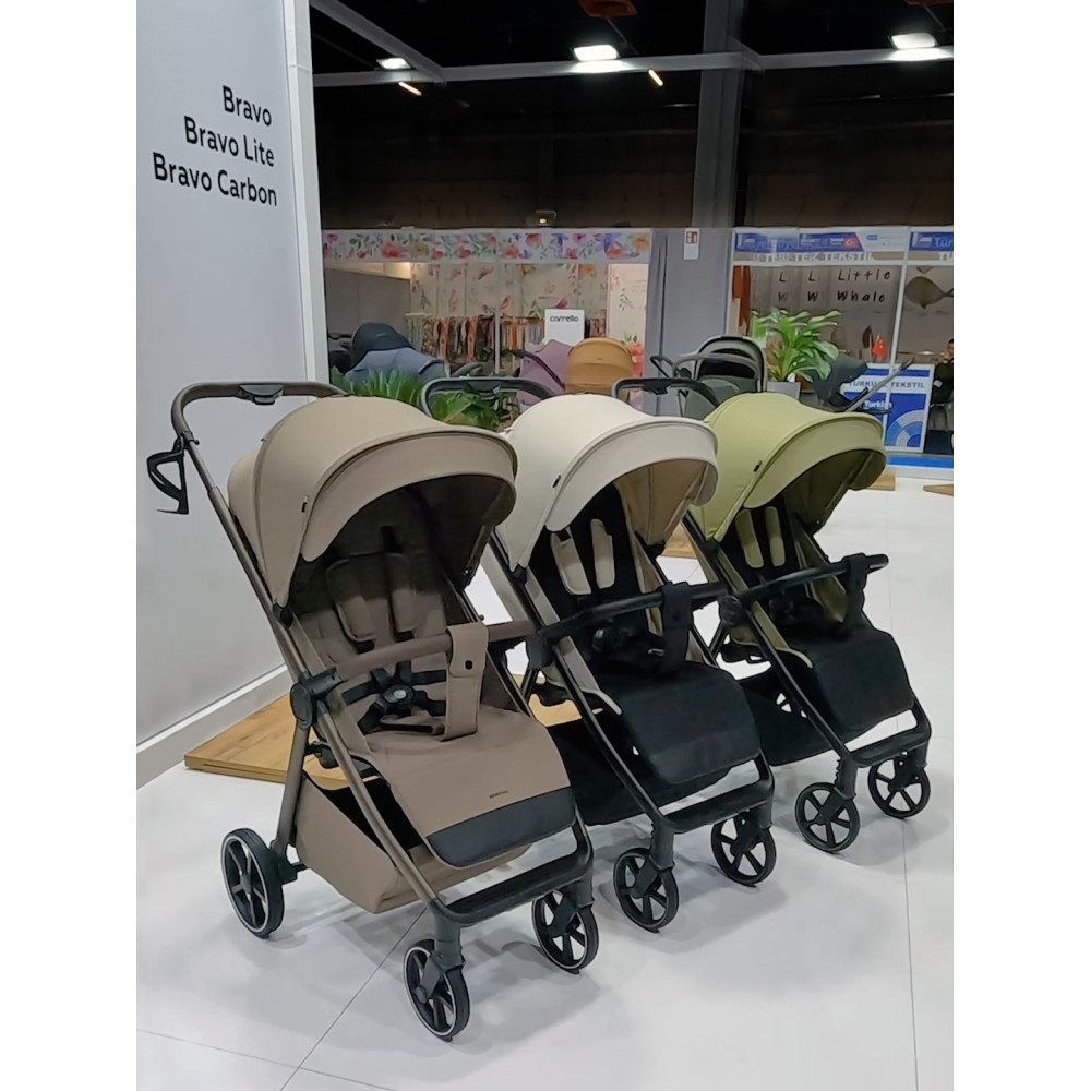 Carrello Bravo Lite CRL-5529 - прогулянкова коляска з підсвіткою, всесезонний візок, телескопічне регулювання ручки, великі колеса, захист від сповзання, зручно складається • Bamboo Green