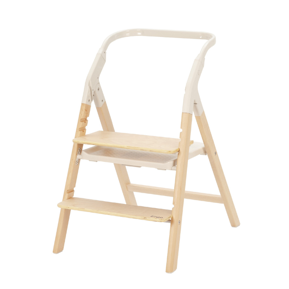 Carrello Ergo CRL-16701 - стульчик для кормления, шезлонг для новорожденного, обучающая башня до 75 кг, детский стульчик (дуга с мягкими игрушками, регулируемая подножка) • Sugar Beige