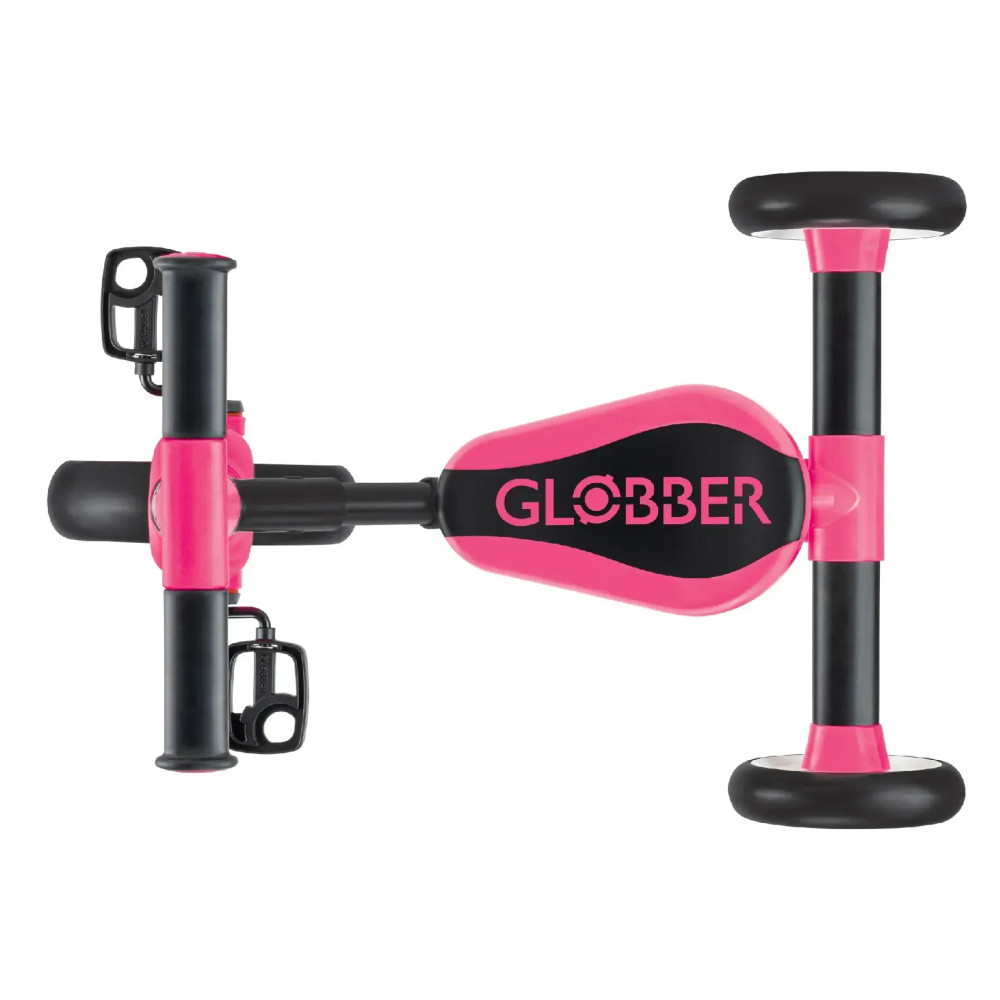 Globber Learning Trike 2в1 - триколісний велосипед-трансформер, біговел, регулювання за висотою, легко складається та трансформується • Pink