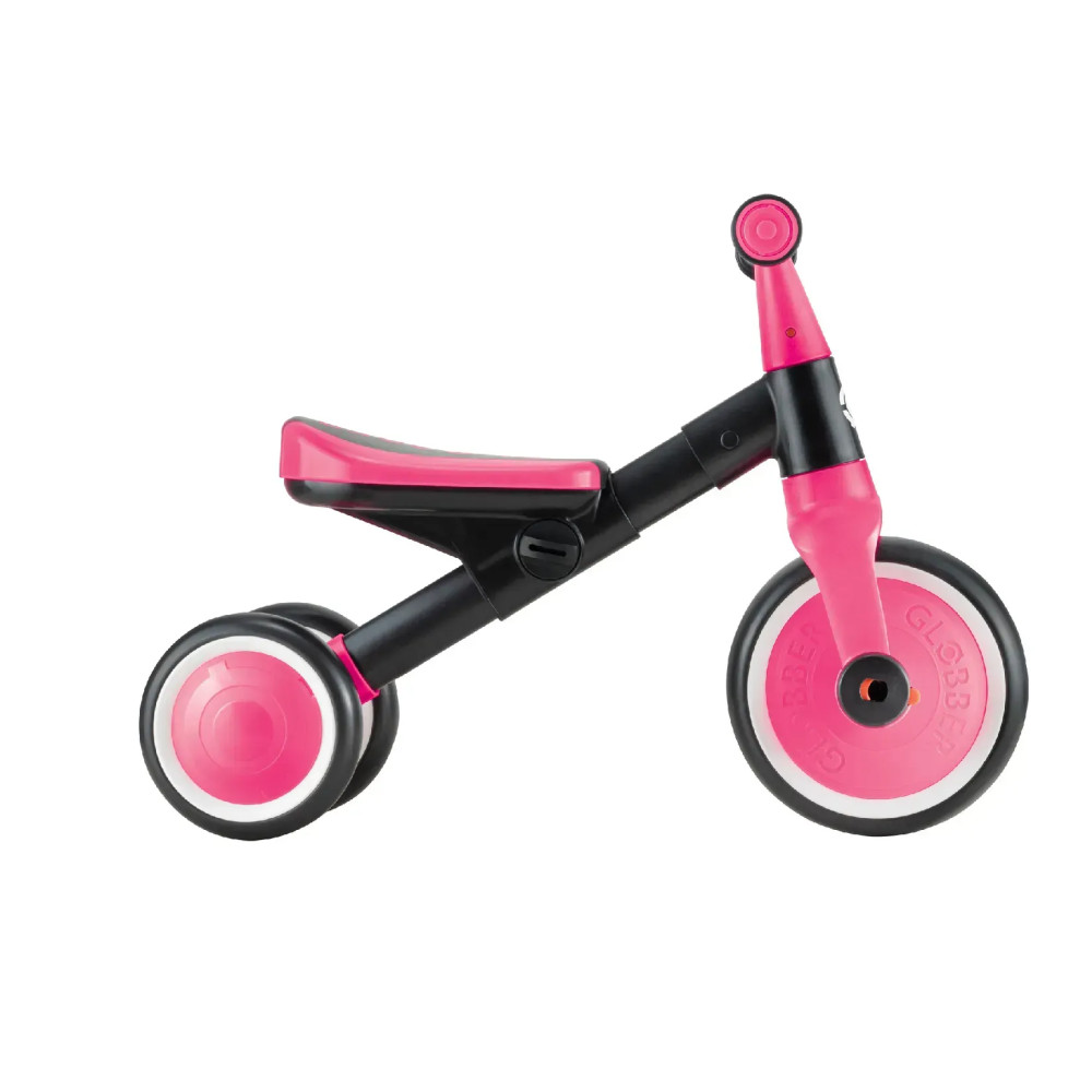 Globber Learning Trike 2в1 - триколісний велосипед-трансформер, біговел, регулювання за висотою, легко складається та трансформується • Pink