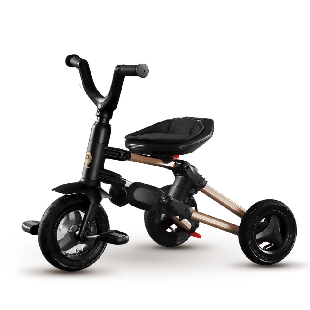 Qplay Nova+ Rubber Gold - складаний дитячий триколісний велосипед з батьківською ручкою, поворотне сидіння (від 10 місяців) • Military Green Gold