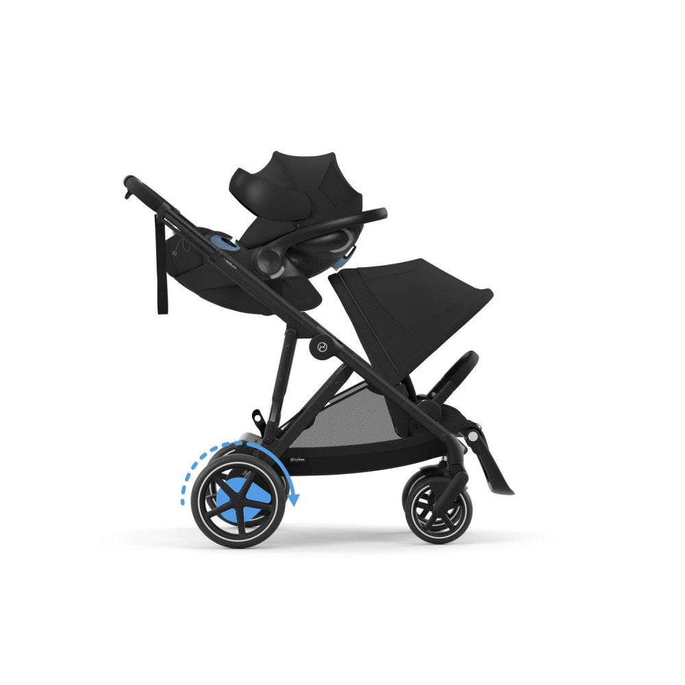 Cybex eGazelle S – прогулянкова коляска з електроприводом, автоматичним гойданням, 20+ конфігурацій, плавний та комфортний рух • (Black Frame) Moon Black