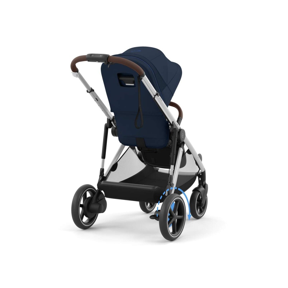 Cybex eGazelle S - прогулочная коляска с электроприводом, автоматическим покачиванием, 20+ конфигураций, плавный и комфортный ход • (Silver Frame) Ocean Blue