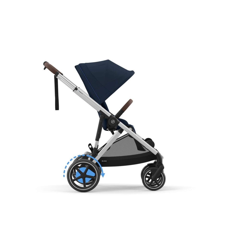 Cybex eGazelle S - прогулочная коляска с электроприводом, автоматическим покачиванием, 20+ конфигураций, плавный и комфортный ход • (Silver Frame) Ocean Blue