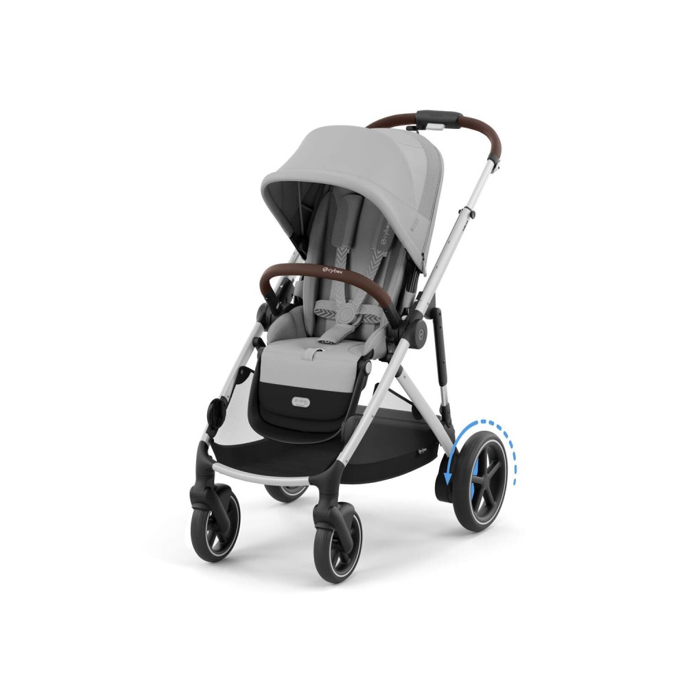 Cybex eGazelle S - прогулочная коляска с электроприводом, автоматическим покачиванием, 20+ конфигураций, плавный и комфортный ход • (Silver Frame) Stone Grey