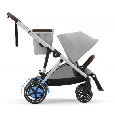 Cybex eGazelle S - прогулочная коляска с электроприводом, автоматическим покачиванием, 20+ конфигураций, плавный и комфортный ход • (Silver Frame) Stone Grey