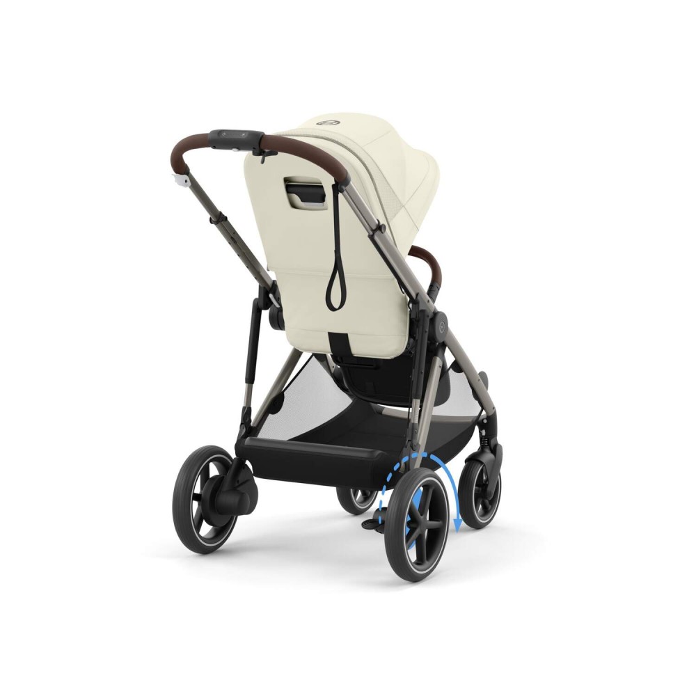 Cybex eGazelle S - прогулочная коляска с электроприводом, автоматическим покачиванием, 20+ конфигураций, плавный и комфортный ход • (Taupe Frame) Seashell Beige