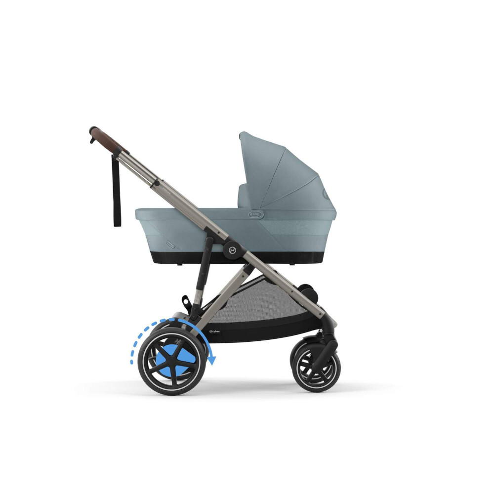 Cybex eGazelle S – прогулянкова коляска з електроприводом, автоматичним гойданням, 20+ конфігурацій, плавний та комфортний рух • (Taupe Frame) Stormy Blue