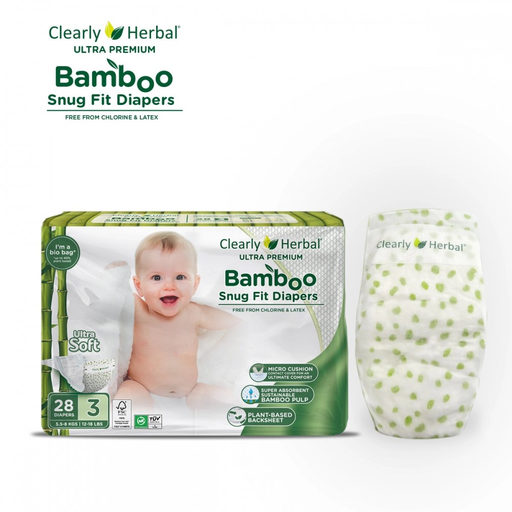 Подгузник Clealry Herbal Bamboo, размер 3 (5.5-8 кг), 28 шт.