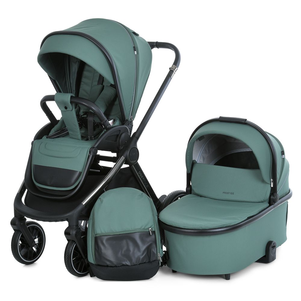 El Camino Prestige ME 1124-2 - всесезонная детская коляска 2 в 1 с реверсивным прогулочным блоком и магнитным ремнем • Smoke Green