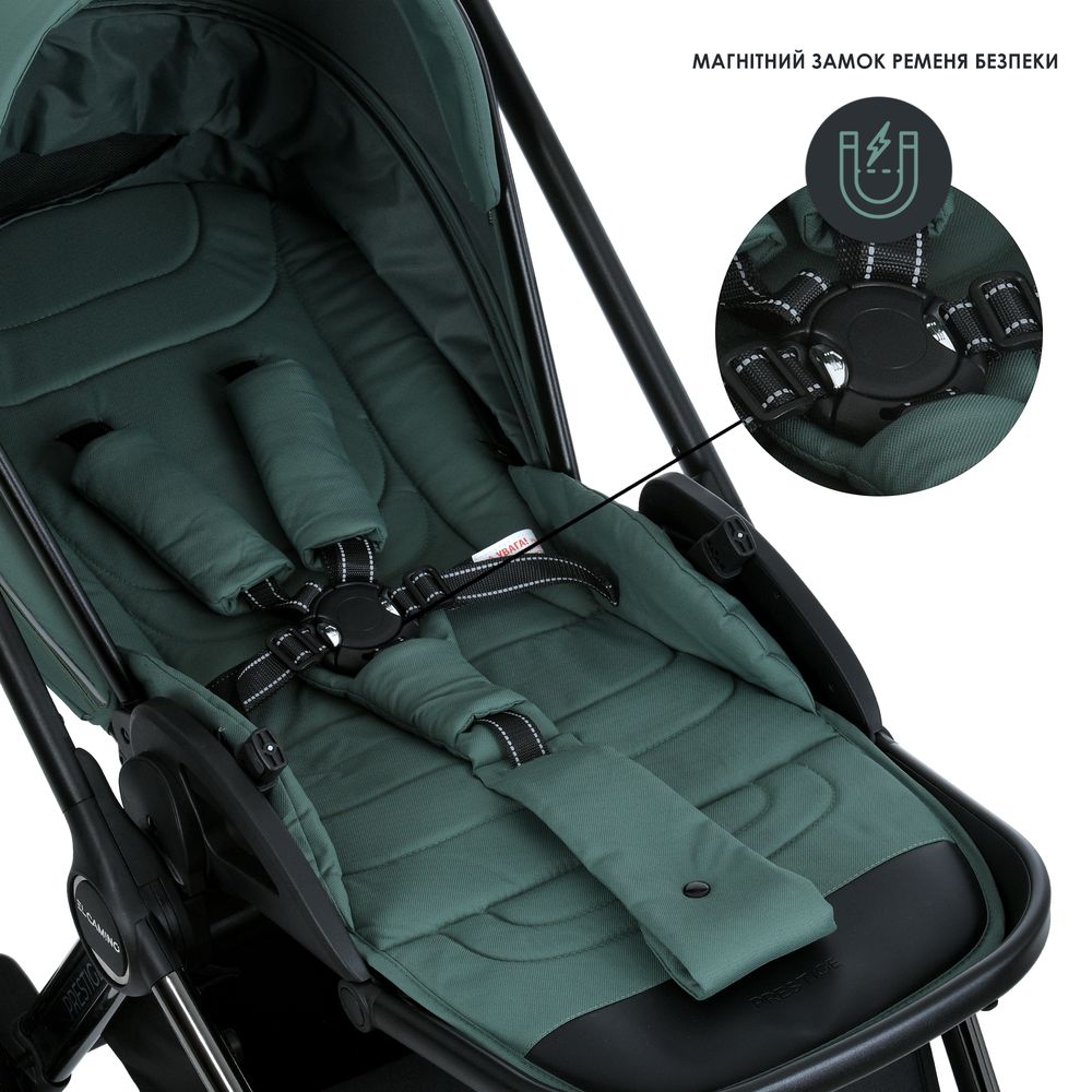 El Camino Prestige ME 1124-2 - всесезонная детская коляска 2 в 1 с реверсивным прогулочным блоком и магнитным ремнем • Smoke Green