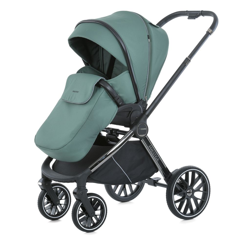 El Camino Prestige ME 1124-2 - всесезонная детская коляска 2 в 1 с реверсивным прогулочным блоком и магнитным ремнем • Smoke Green