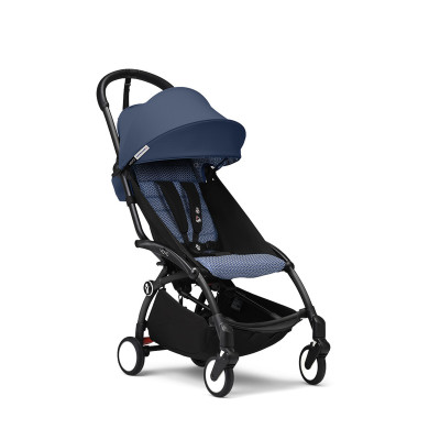 Stokke YOYO³ - легкая прогулочная коляска для путешествий, черная рама • Air France Blue
