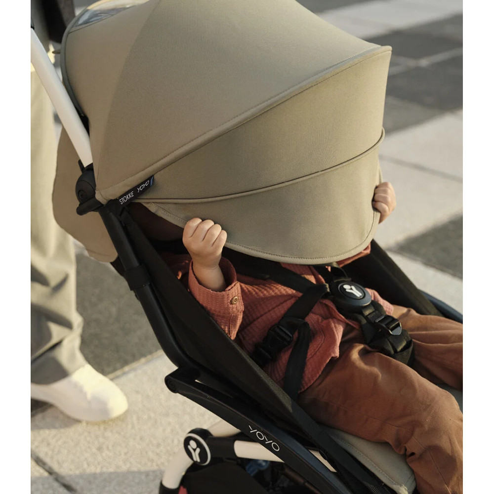 Stokke YOYO³ - легкая прогулочная коляска для путешествий, компактная коляска (ручная кладь), черная рама • Air France Blue