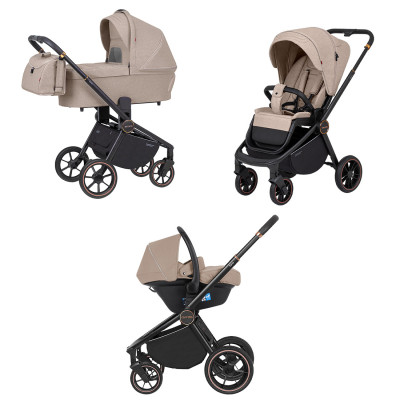 Carrello Epica CRL-8511/1 - универсальная коляска 3 в 1, демисезонная, автокресло для новорождённого (от 0 до 15 месяцев / 40–85 см), сумка для родителей и дождевик в комплекте • Almond Beige