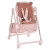 El Camino Crystal Bear ME 1037 - стільчик для годування на колесах (чохол з екошкіри, знімний двосторонній матрацик зима-літо, захист від сповзання) • Bear Pink