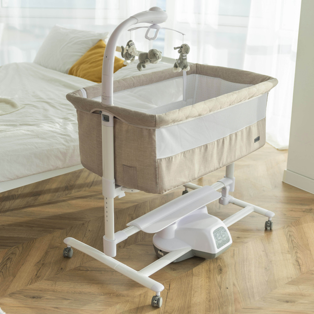 Carrello Bloom CRL-10304 - приставне ліжечко-гойдалка 3 в 1, регулювання за висотою, у комплекті пульт ДК, антимоскітна сітка, електронний мобіль із нічником–проектором • Eos Grey Carrello Bloom CRL-10304 - приставне ліжечко-гойдалка 3 в 1, регулювання за висотою, у комплекті пульт ДК, антимоскітна сітка, електронний мобіль із нічником–проектором • Eos Grey
