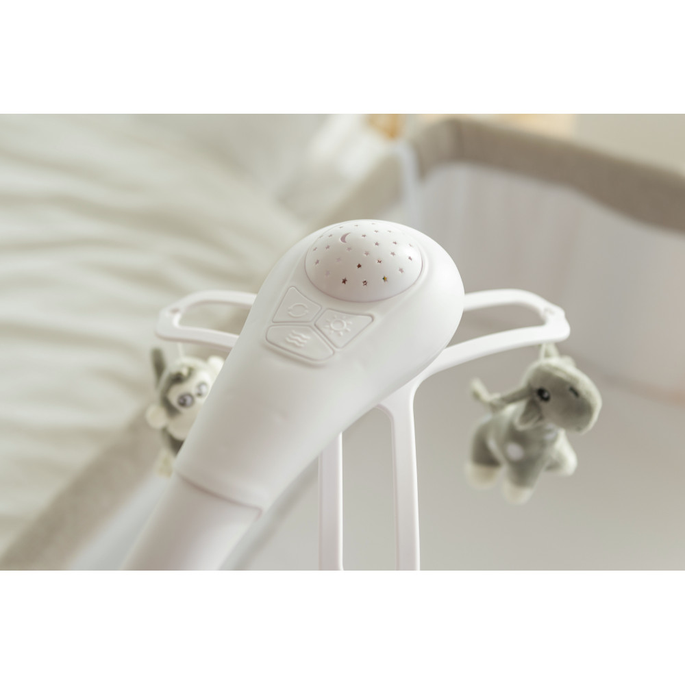 Carrello Bloom CRL-10304 - приставне ліжечко-гойдалка 3 в 1, регулювання за висотою, у комплекті пульт ДК, антимоскітна сітка, електронний мобіль із нічником–проектором • Eos Grey Carrello Bloom CRL-10304 - приставне ліжечко-гойдалка 3 в 1, регулювання за висотою, у комплекті пульт ДК, антимоскітна сітка, електронний мобіль із нічником–проектором • Eos Grey